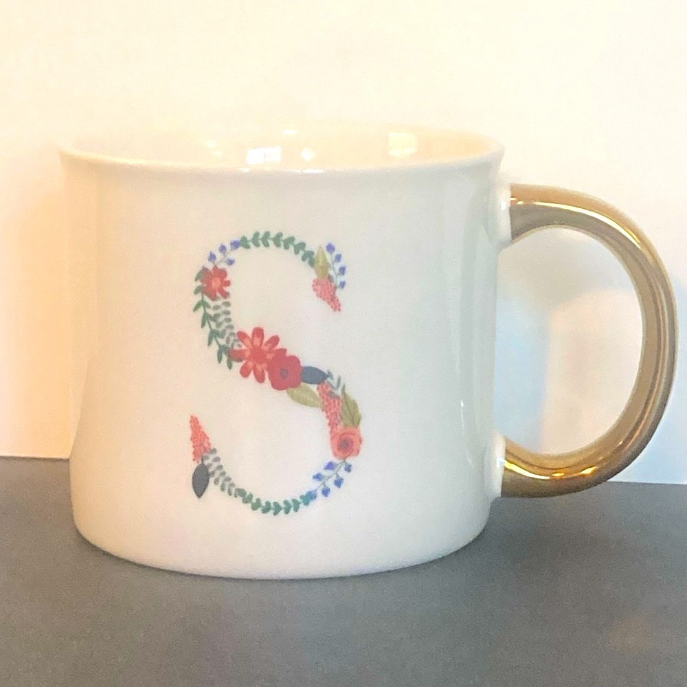 Opalhouse Floral Monogram Mug with Gold Handle